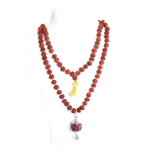 5 Mukhi Silver Rudraksha Mala - with Natural 5 Mukhi Rudraksha Pendant